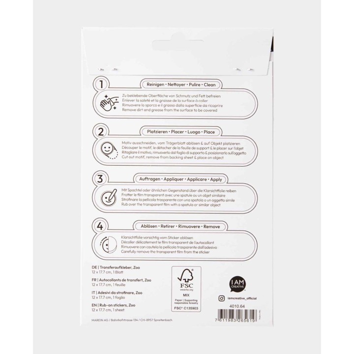 Autocollants de transfert Rub-on Zoo