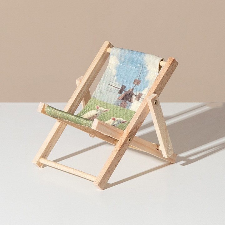 Mini beach chair as a telephone holder Windmill with sheep