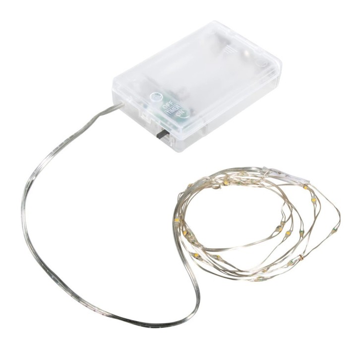 Rayher Mini guirlande lumineuse à LED avec fil / minuterie jaune clair 130cm