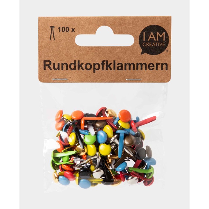 I Am Creative Agrafes à tête ronde Multicolores 100 pcs.
