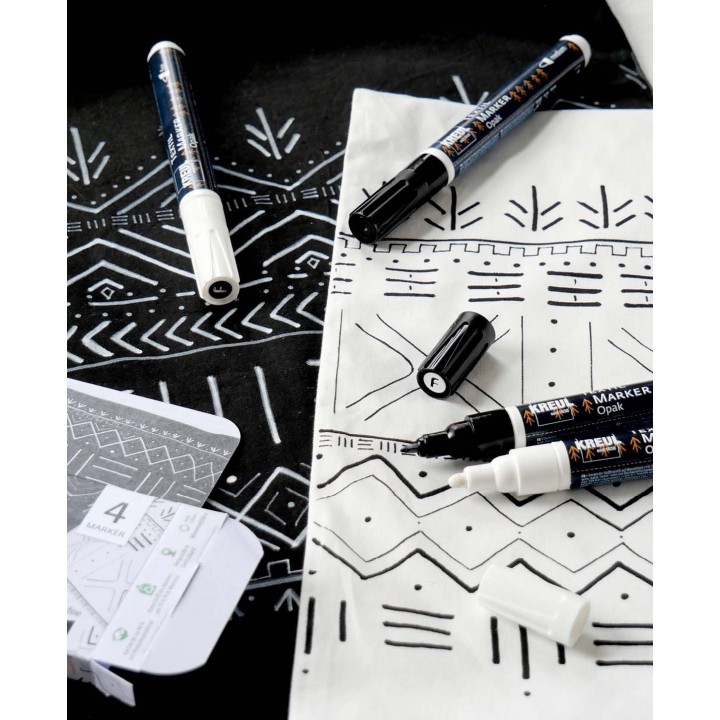 I Am Creative marqueur textile opaque set de 4 pièces noir et blanc