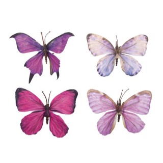 Rayher 3D Textile Butterflies Purple 4 pcs.