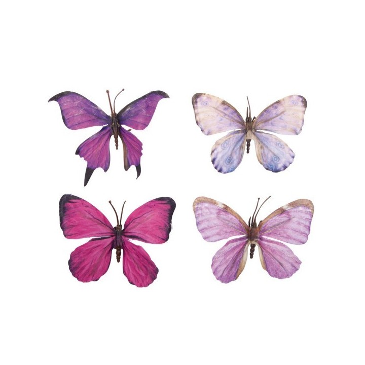 Rayher Farfalle tessili 3D viola 4 pezzi.