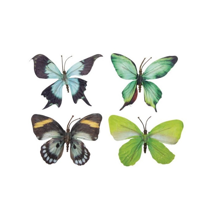 Rayher 3D Textile Papillons Vert Maïs 4 pcs.