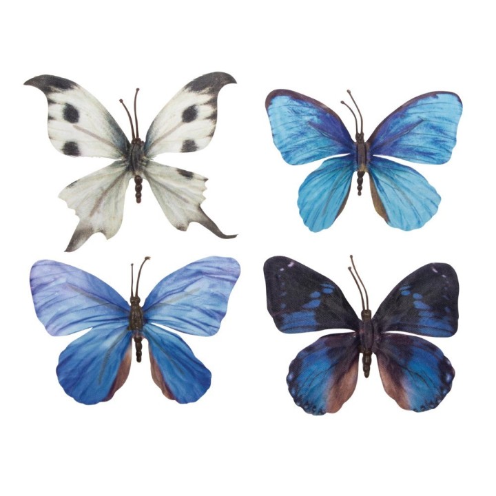 Rayher 3D textile papillons bleu ciel 4 pcs.