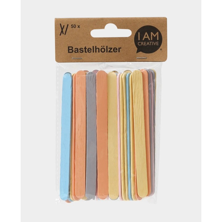 I Am Creative Bastelhölzer Pastell FSC 110 x 10mm 50 Stk.