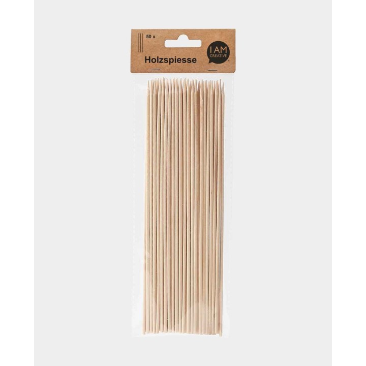 I Am Creative brochettes en bois naturel 200 x 2.5mm 50 pcs.