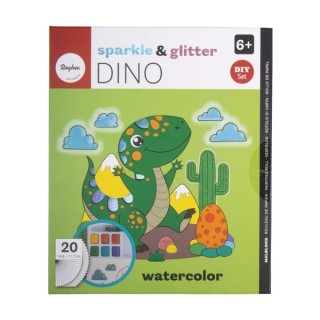 Rayher Dino colouring pad set with 6 watercolours & brushes
