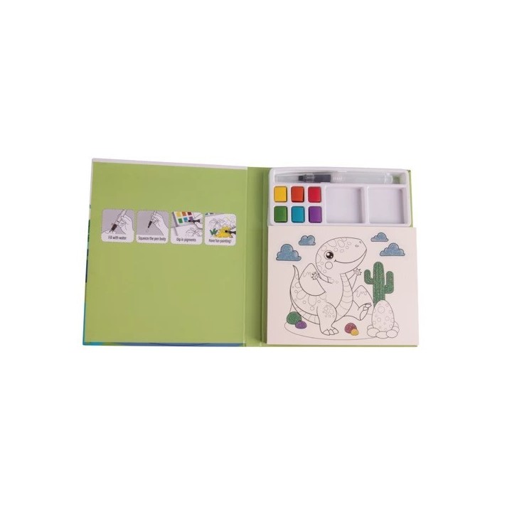 Rayher Bloc de peinture Dino Set avec 6 aquarelles & pinceaux