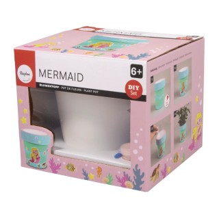 Rayher Blumentopf Set Mermaid mit 4 Farben & 2 Pinsel und Aufkleber Mermaid