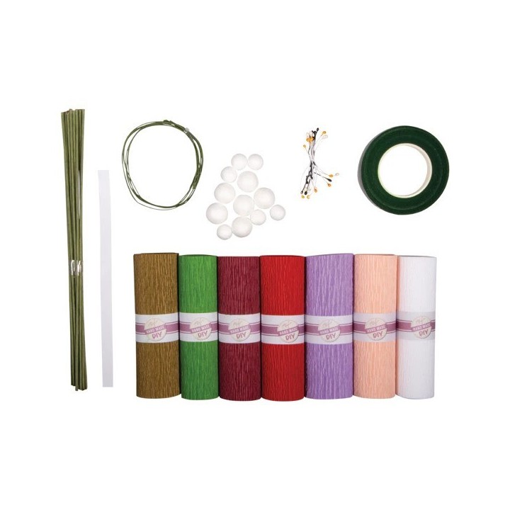 Rayher Set de fleurs en papier crépon multicolore