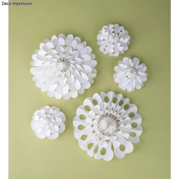 Rayher set de fleurs en papier 3D Mini 50 pcs. Blanc