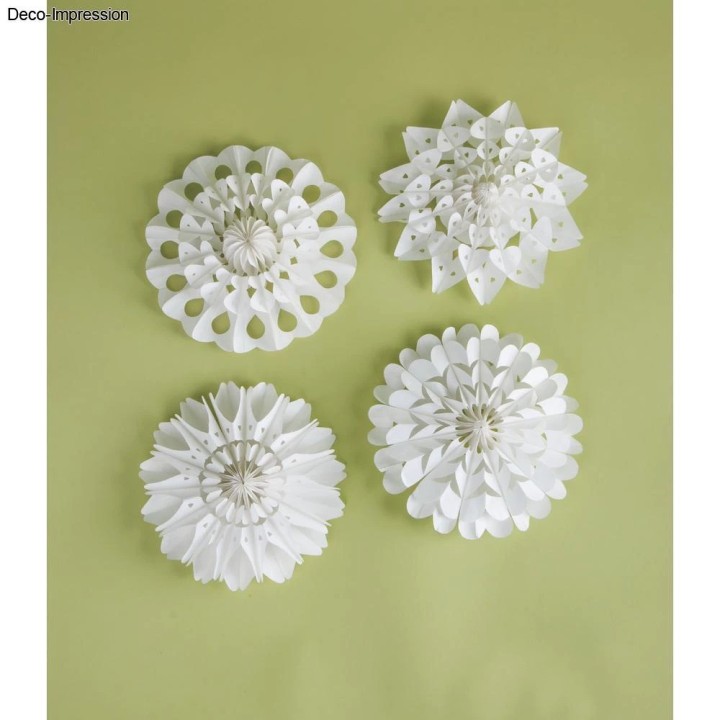 Rayher set de fleurs en papier 3D 58 pcs. Blanc