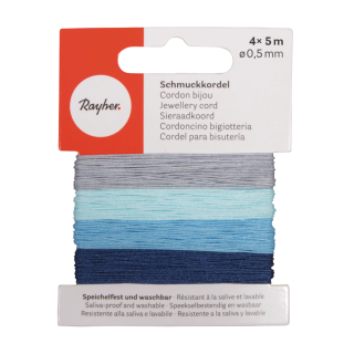 Rayher Schmuckkordel 4 Farben Blaugraue-Töne 20m