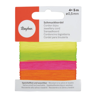 Rayher Schmuckkordel 4 Farben Regenbogen-Töne 20m