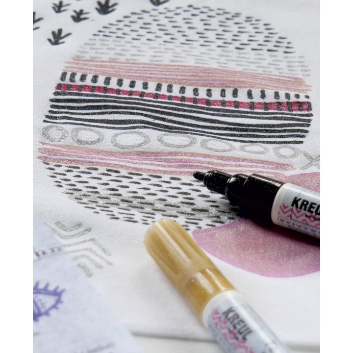 KREUL Pennarelli per tessuti con glitter, set da 5, vari colori