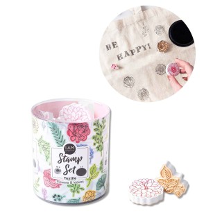 I Am Creative Set di timbri per tessuti "Fiori e foglie", 20 pezzi