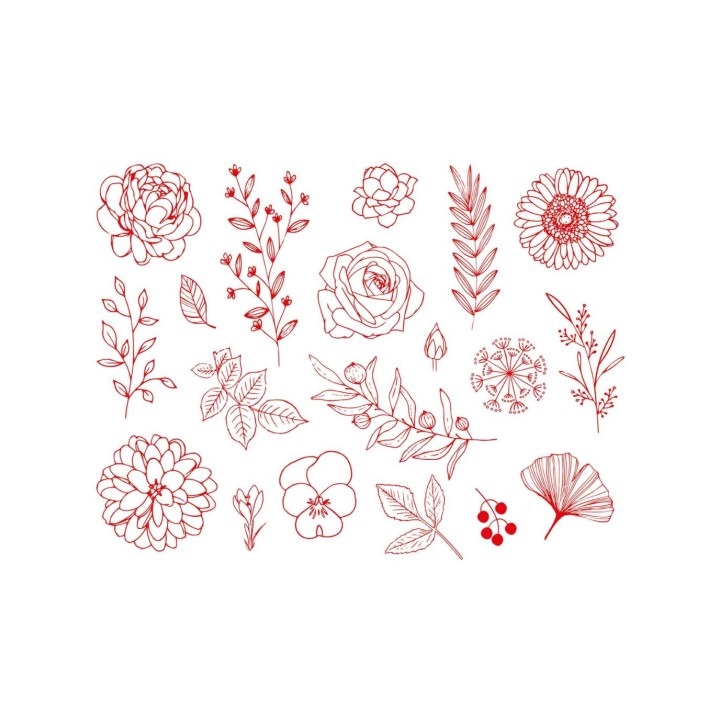 I Am Creative Set di timbri per tessuti "Fiori e foglie", 20 pezzi
