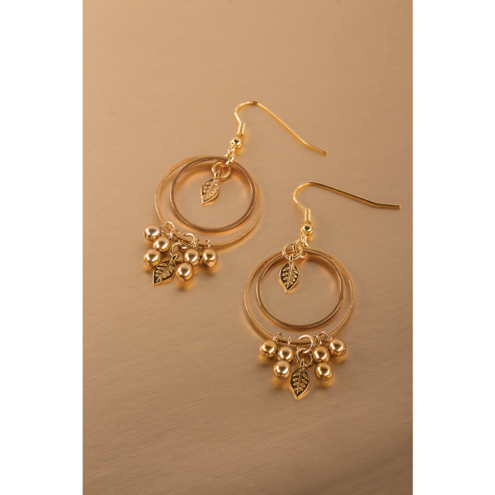 Rayher Boho drop earrings, gold leaf, set of 2, gold
