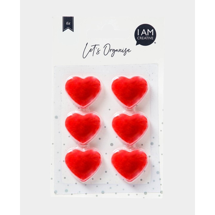 I Am Creative Red Heart Magnets, Set of 6