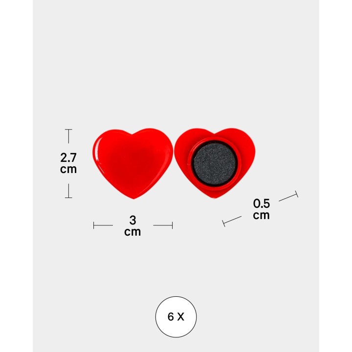 I Am Creative Magneti a forma di cuore rossi, 6 pezzi