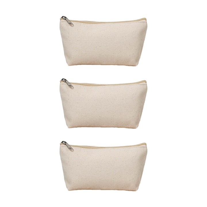 I Am Creative Trousse de toilette en coton, lot de 3, couleur naturelle