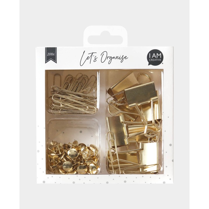 I Am Creative Clips Set Gold 208-teilig