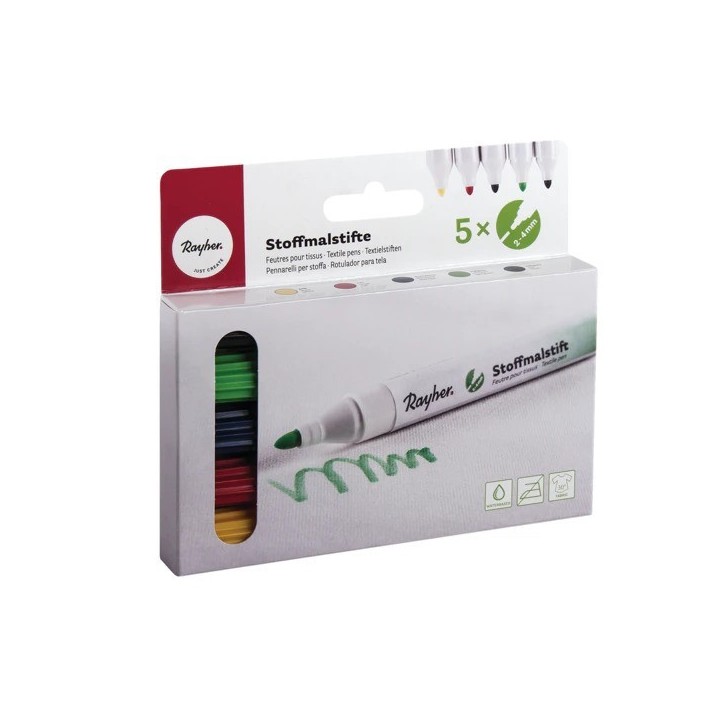 Rayher Lot de 5 feutres pour tissu, multicolores