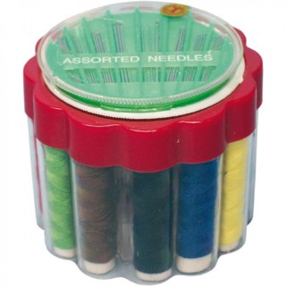 Sewing thread incl. needles 12 round box