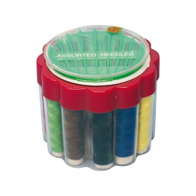 Sewing thread incl. needles 12 round box