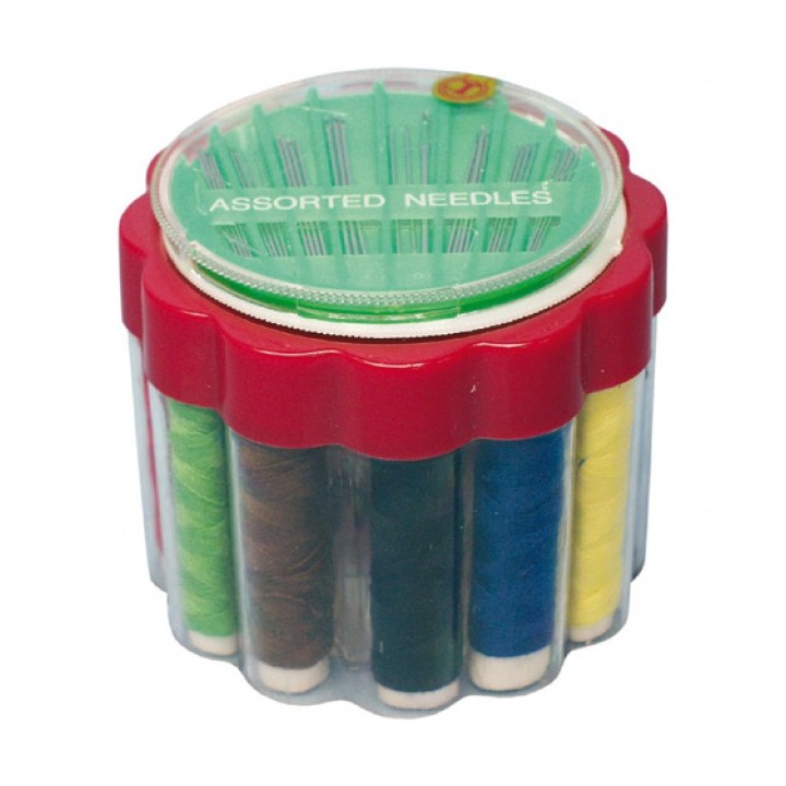 Filo per cucire incl. aghi 12 rotonde scatola
