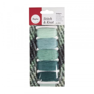 Cotton yarn set blue green 50m