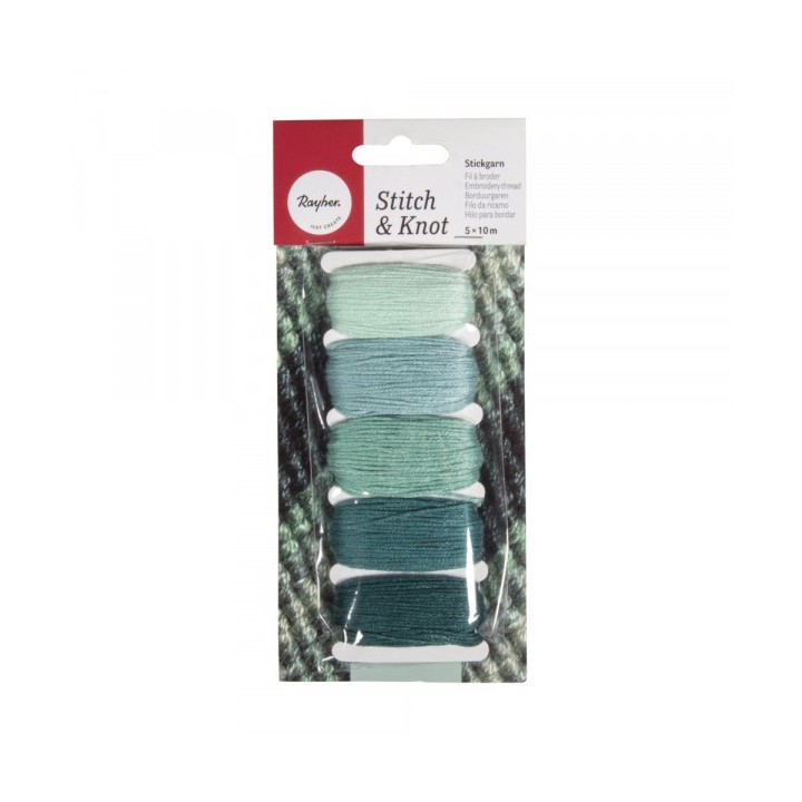 Cotton yarn set blue green 50m