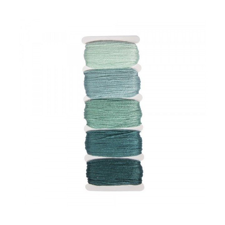 Set de fils de coton bleu-vert 50m