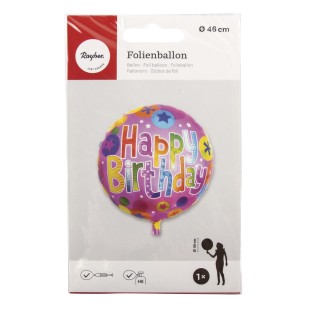 Ballon en plastique Happy Birthday 46cm