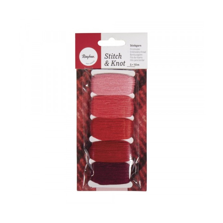 Cotton Yarn Set Red 50m