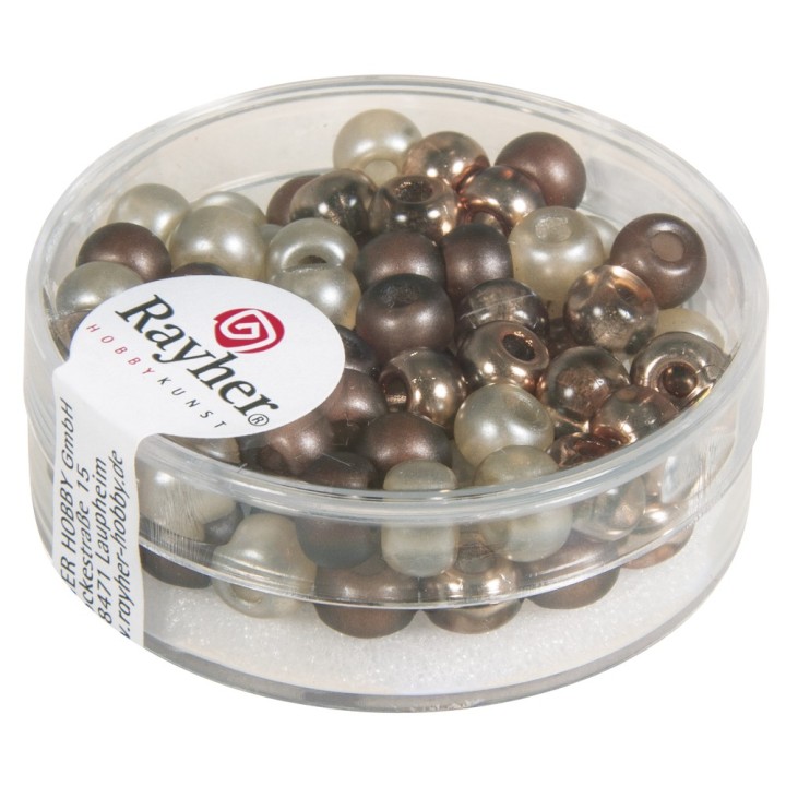 Rocailles mix with large hole 5.5mm nougat