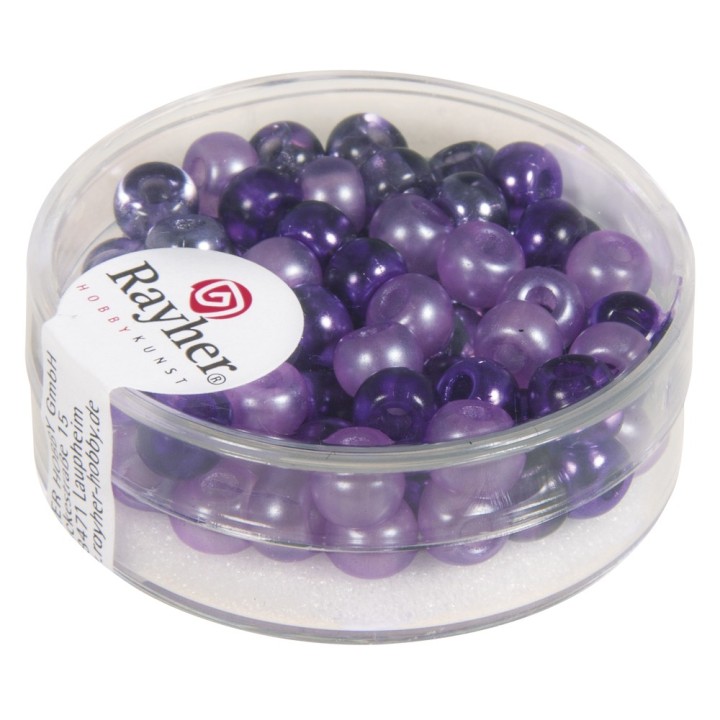 Miscela di Rocailles con foro grande 5,5 mm viola