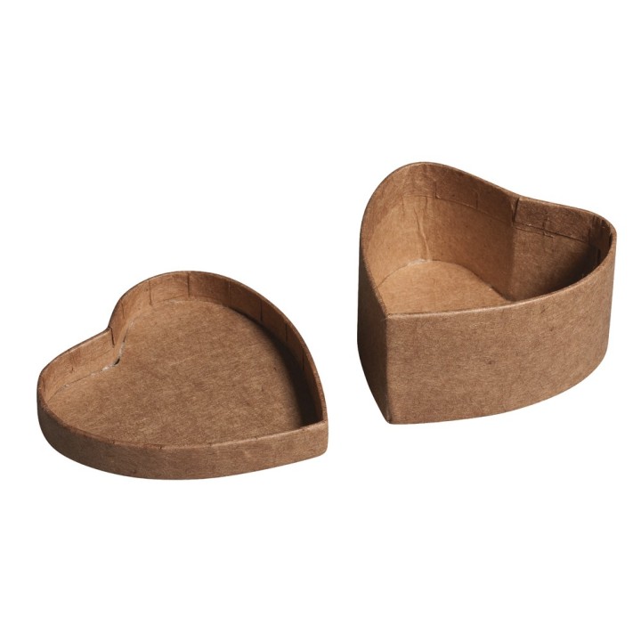 Boîtes en papier mâché set de 4 coeurs FSC 6cm