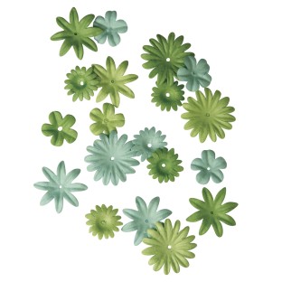 Mix di fiori di carta verde 36 pezzi.