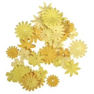 Mélange de fleurs de papier jaune 36 pcs.