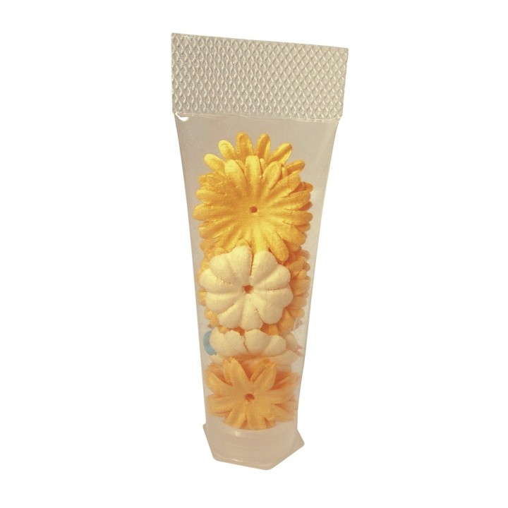 Mélange de fleurs de papier jaune 36 pcs.