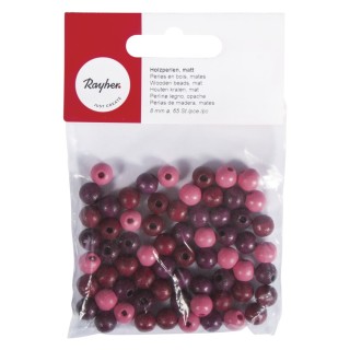 Perles en bois rouges mates 8mm 65 pcs.