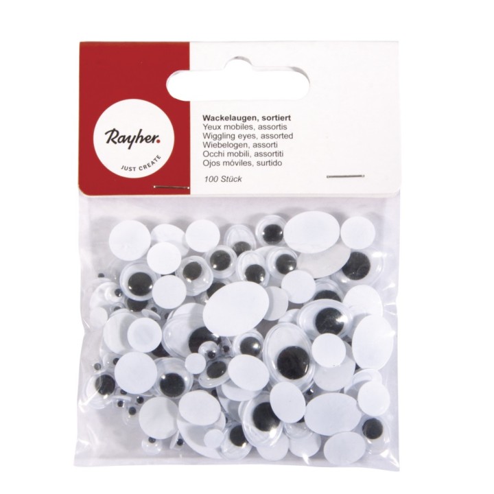 Wiggle eyes assorted 100 pcs.