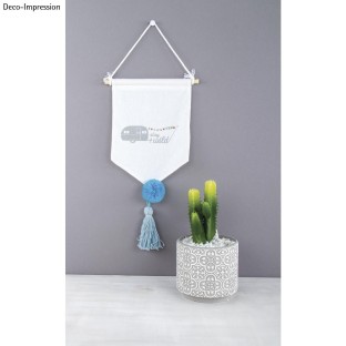 Fabric pennant to hang white 2 pcs.