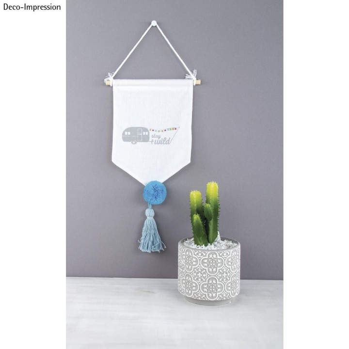 Fabric pennant to hang white 2 pcs.